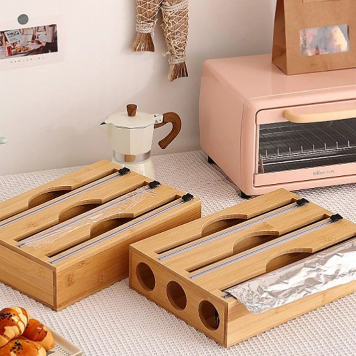 Bamboo Food Wrap Dispenser 3 Inserts