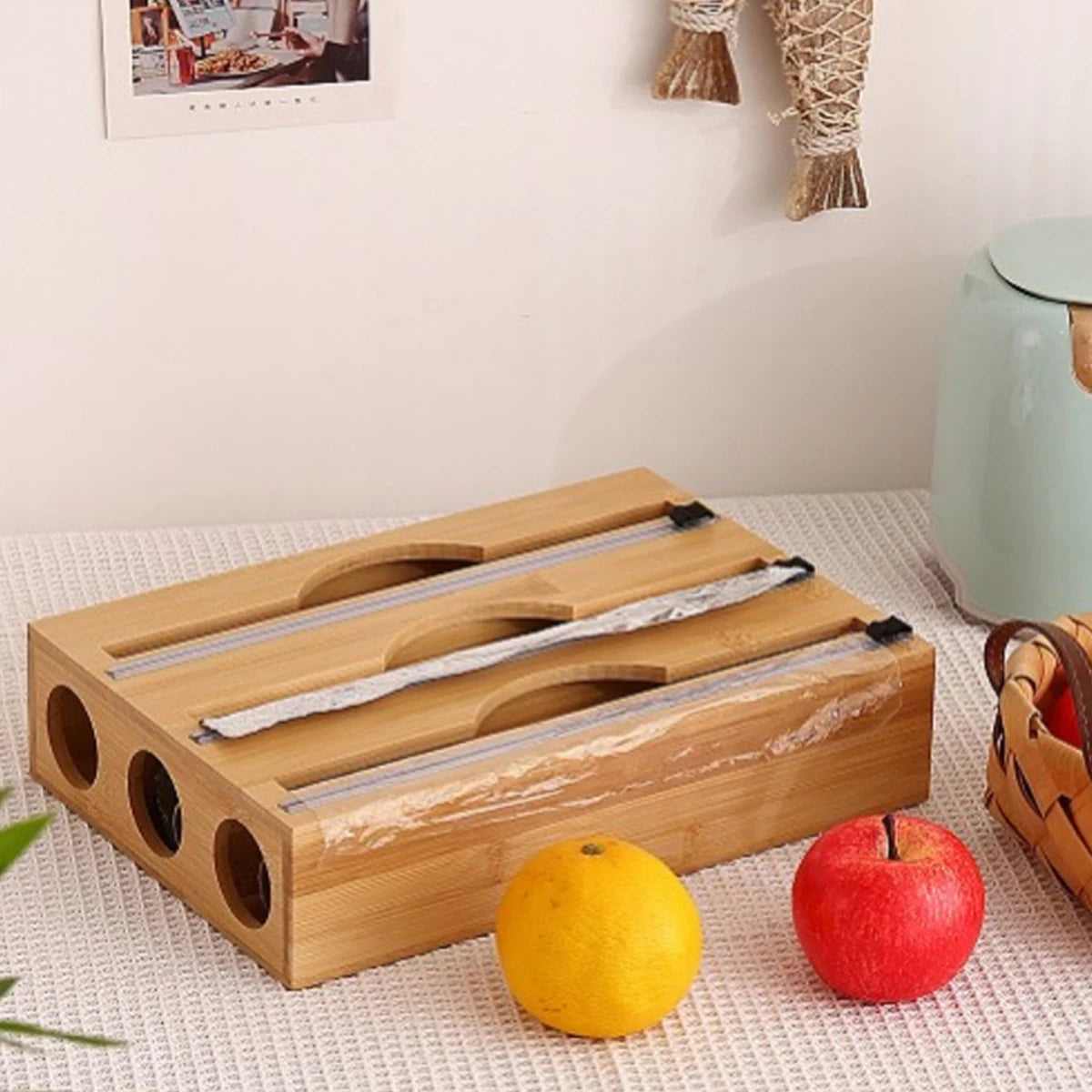Bamboo Food Wrap Dispenser 3 Inserts