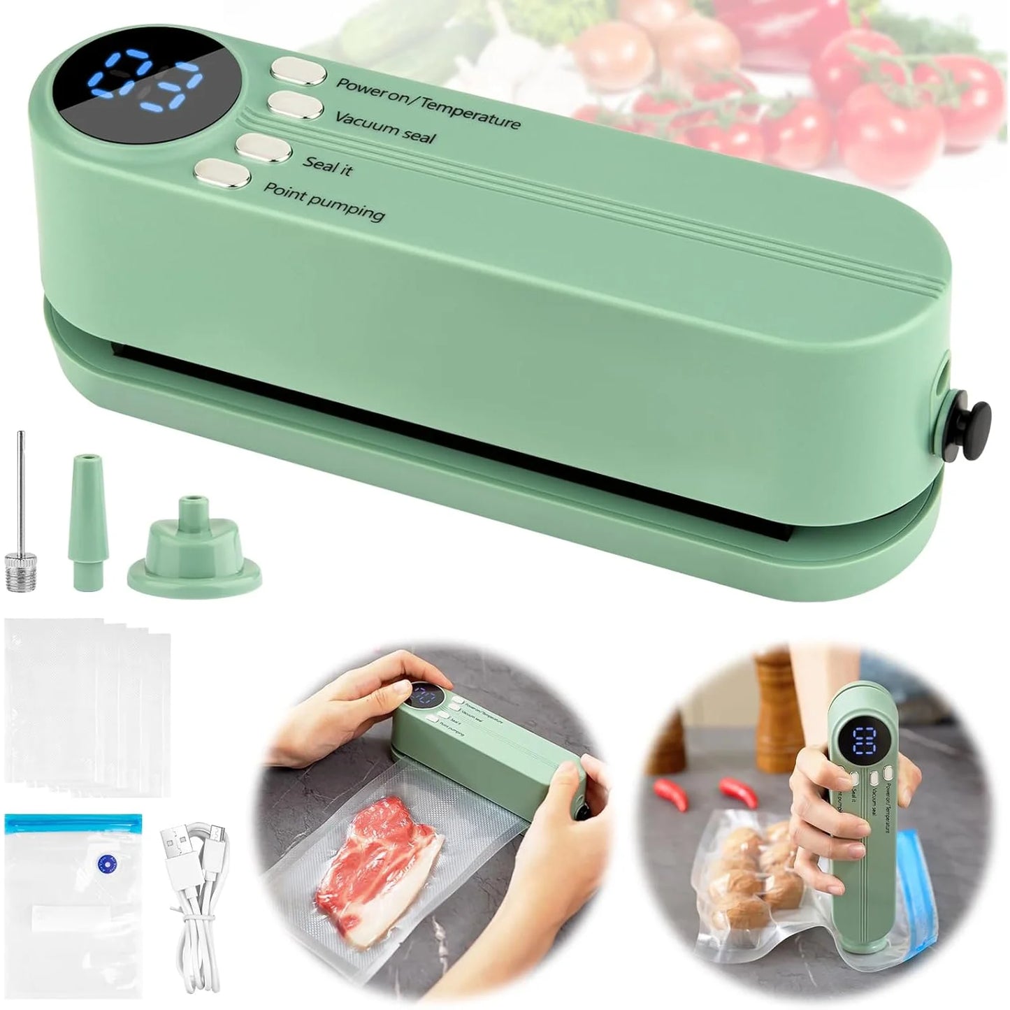Mini cordless vacuum food sealer